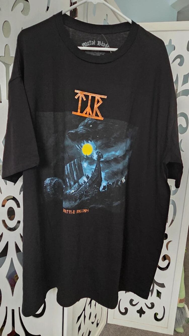Tyr Battle Ballads Viking Ship Graphic Tee Black Band Shirt Unisex 3XL